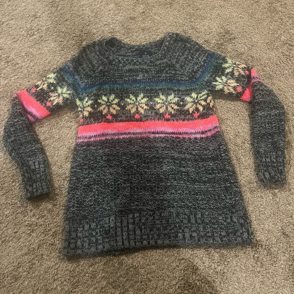 AMERICAN EAGLE OUTFITTERS Jegging Sweater Wool Mohair Blend S Gray Snowflake